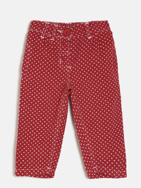 

612 league Girls Red Regular Fit Printed Regular Trousers