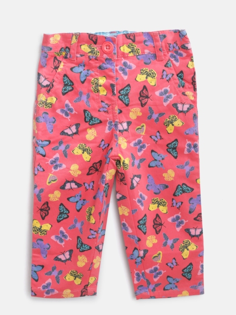 

612 league Girls Pink & Purple Regular Fit Printed Trousers
