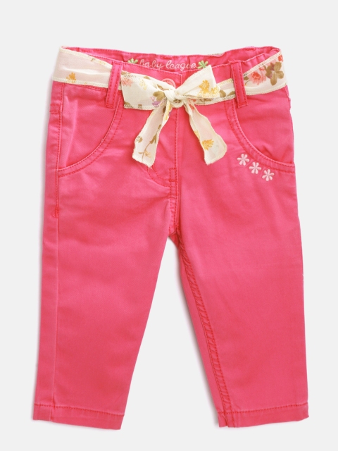 

612 league Girls Pink Regular Fit Solid Trousers