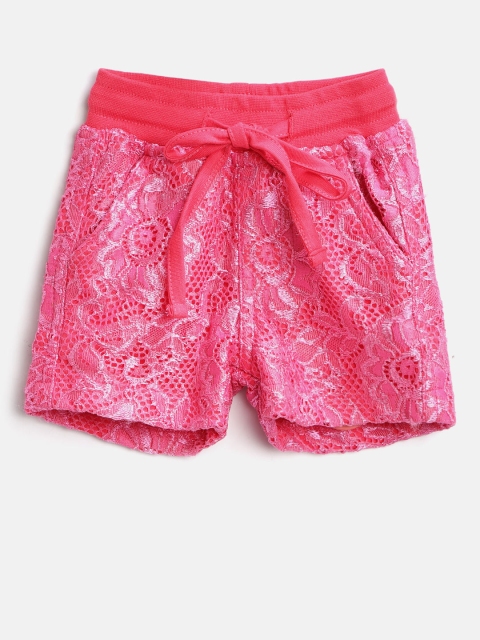 

612 league Girls Pink Lace Regular Fit Shorts