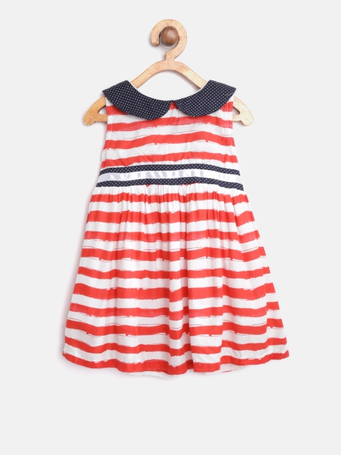 

612 league Girls Red & White Striped Fit & Flare Dress
