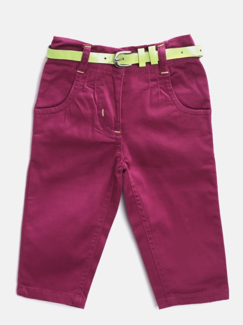 

612 league Girls Burgundy Regular Fit Solid Trousers