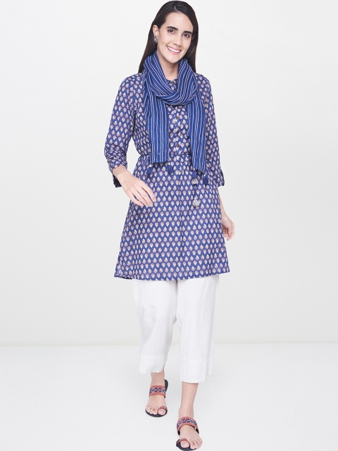 

Global Desi Blue Printed Tunic