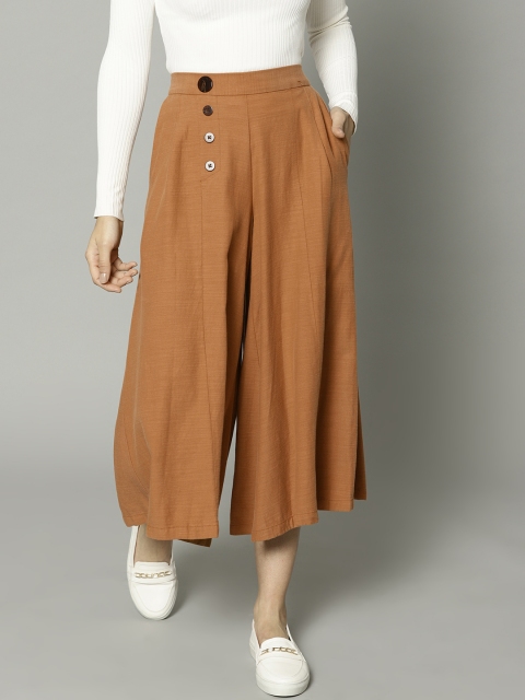 

Marks & Spencer Women Brown Flared Solid Culottes