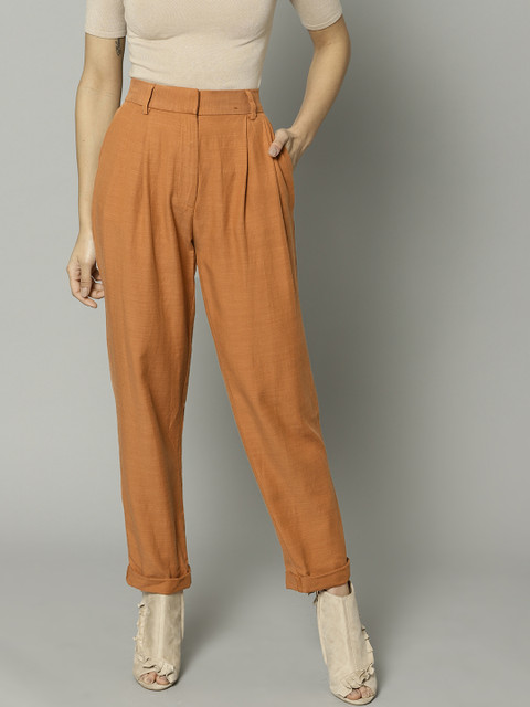 

Marks & Spencer Women Brown Regular Fit Solid Trousers