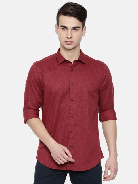 

Blackberrys Men Red Slim Fit Self-Design Casual Shirt