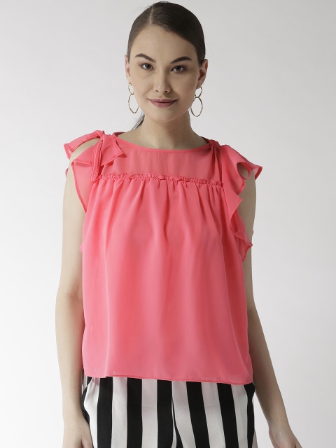 

Madame Women Coral Pink Solid Top