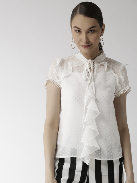 

Madame Women White Self Design Top