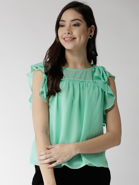 

Madame Women Sea Green Solid Boxy Top