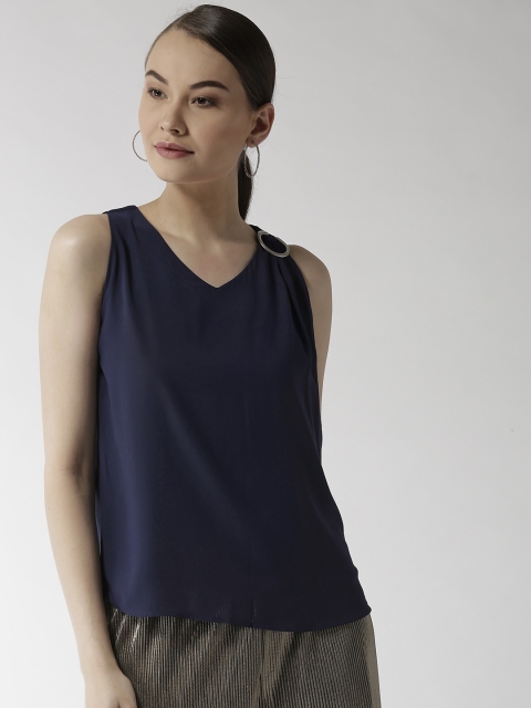 

Madame Women Navy Blue Solid Top