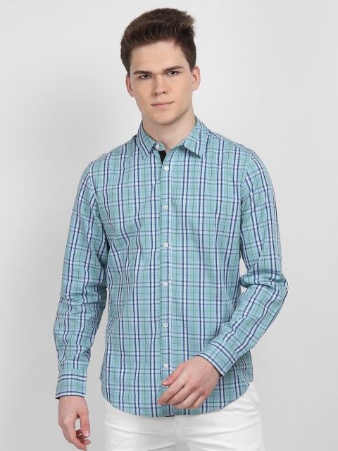 

LA LOFT Men Sea Green Regular Fit Checked Casual Shirt