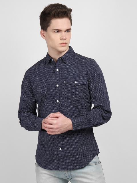 

LA LOFT Men Navy Blue Regular Fit Printed Casual Shirt
