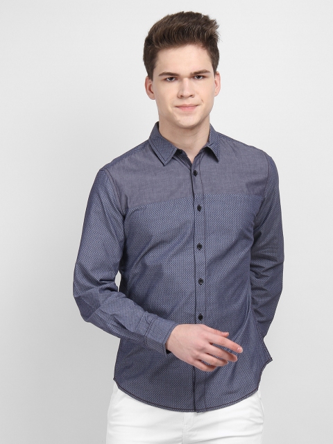 

LA LOFT Men Black Regular Fit Self Design Casual Shirt