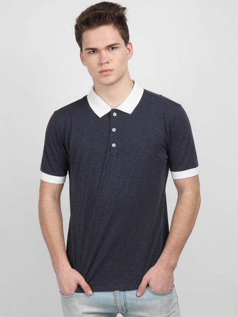 

LA LOFT Men Blue Solid Polo Collar T-shirt