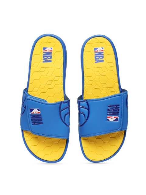 

NBA Men Blue & Yellow Printed Sliders