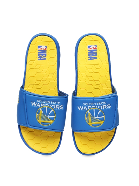 

NBA Men Blue & Yellow Golden State Warriors Printed Sliders