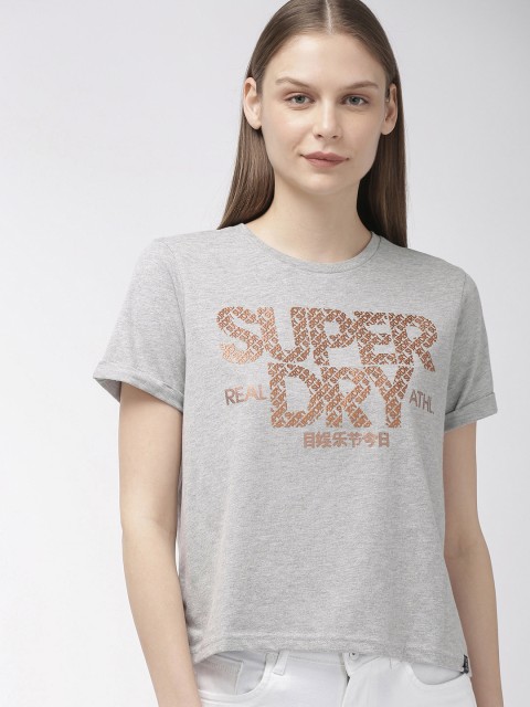 

Superdry Women Grey Printed Round Neck T-shirt