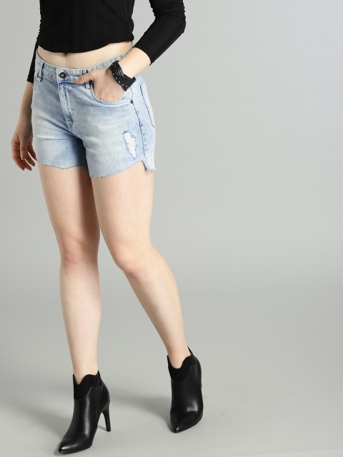 

Roadster Women Blue Washed Regular Fit Denim Shorts
