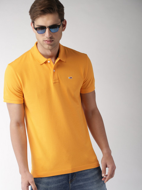 

Tommy Hilfiger Men Mustard Yellow Solid Polo T-shirt