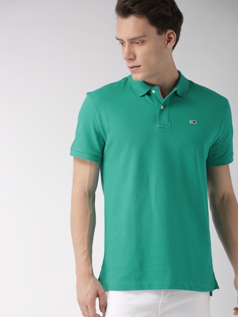 

Tommy Hilfiger Men Sea Green Solid Polo Collar T-shirt