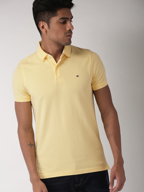

Tommy Hilfiger Men Yellow Solid Slim Fit Polo Collar T-shirt