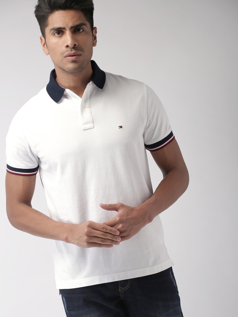 

Tommy Hilfiger Men White Solid Polo Collar T-shirt