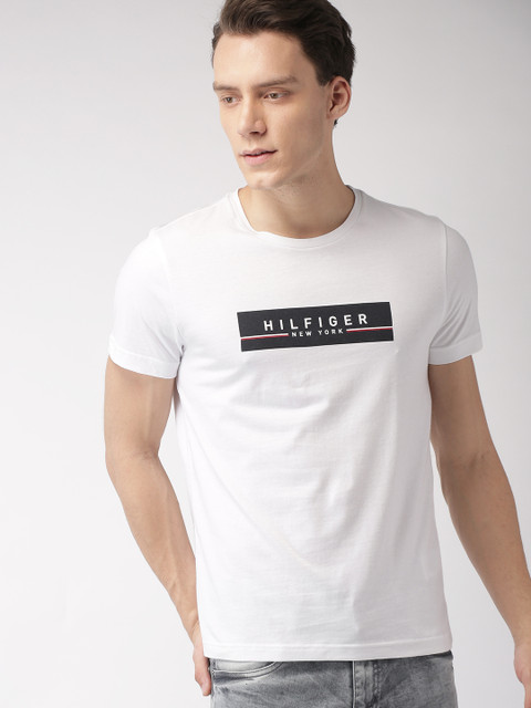 

Tommy Hilfiger Men White Printed Round Neck T-shirt