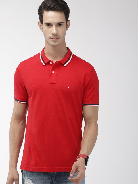 

Tommy Hilfiger Men Red Solid Polo Collar T-shirt