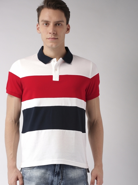 

Tommy Hilfiger Men Red & Off-White Colourblocked Polo T-shirt