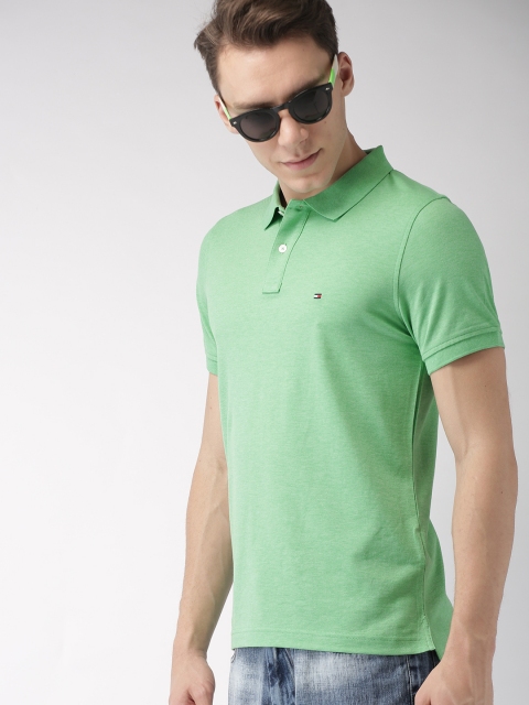 

Tommy Hilfiger Men Green Solid Polo Collar T-shirt