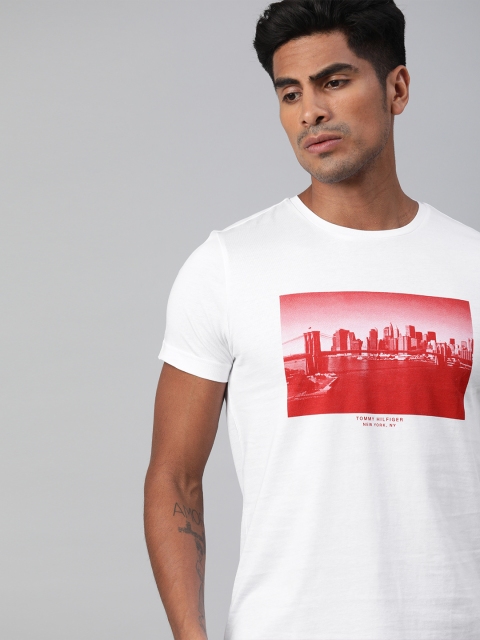 

Tommy Hilfiger Men White Organic Cotton Printed Round Neck T-shirt