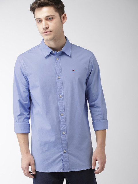 

Tommy Hilfiger Men Lavender Slim Fit Solid Casual Shirt