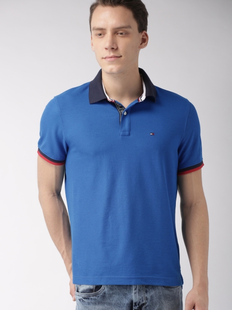 

Tommy Hilfiger Men Blue Solid Polo Collar T-shirt