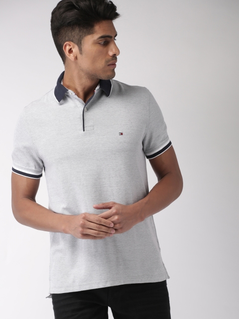 

Tommy Hilfiger Men Grey Solid Polo Collar T-shirt
