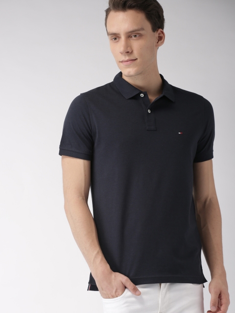 

Tommy Hilfiger Men Navy Blue Slim Fit Solid Polo T-shirt