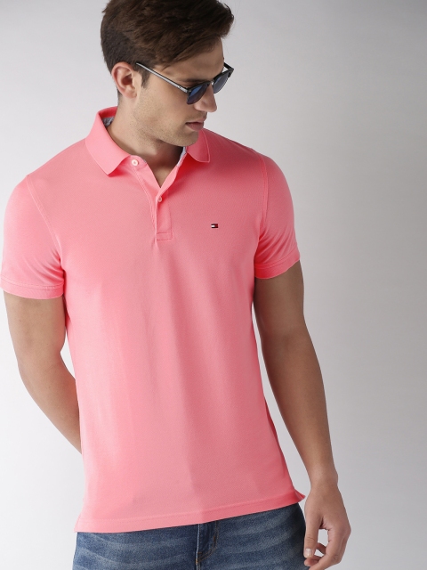 

Tommy Hilfiger Men Pink Solid Polo T-shirt