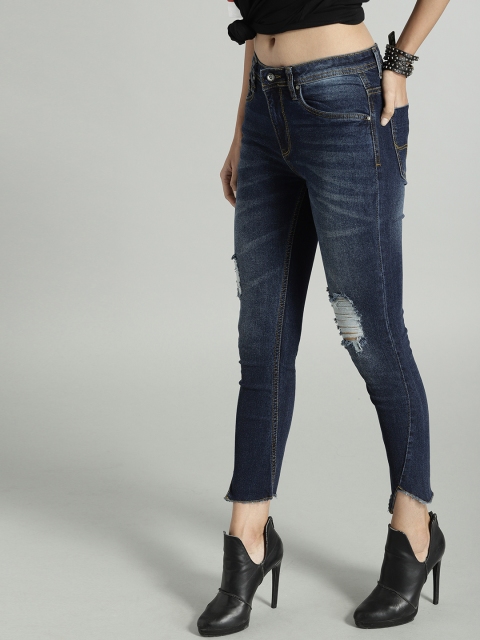

Roadster Women Blue Skinny Fit Mid-Rise Mildly Distressed Stretchable Jeans