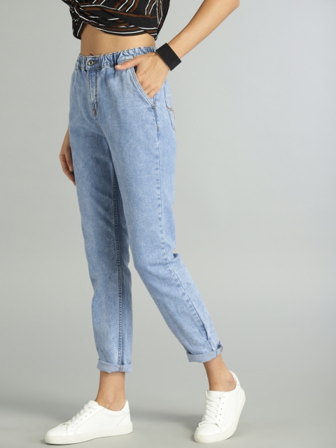 

Roadster Women Blue Regular Fit Mid-Rise Clean Look Cropped Jogger Jeans