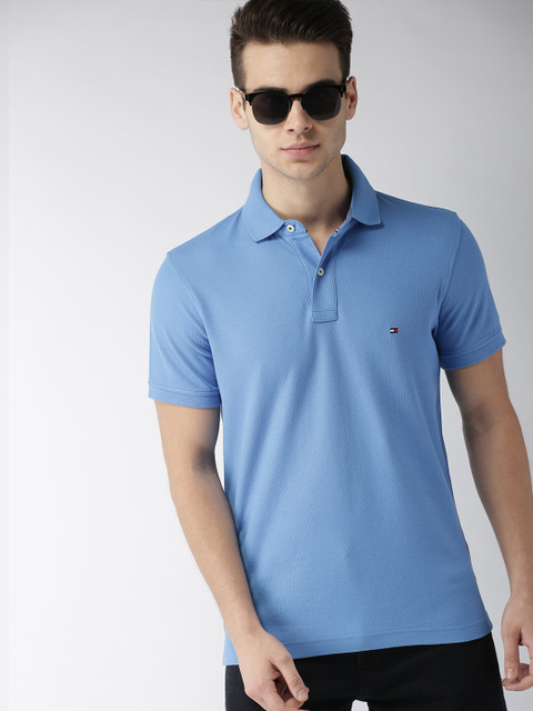 

Tommy Hilfiger Men Blue Solid Polo T-shirt
