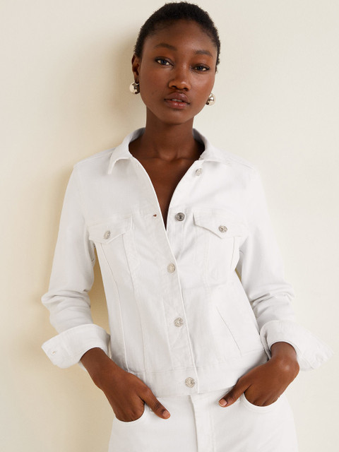 

MANGO Women White Solid Denim Jacket