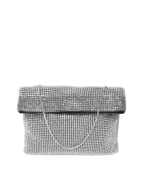 

MANGO Women Silver-Toned Embellished Sling Bag