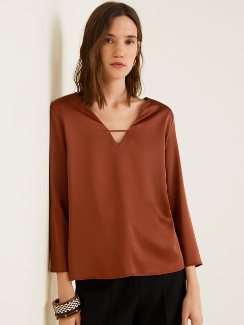 

MANGO Women Brown Solid Top