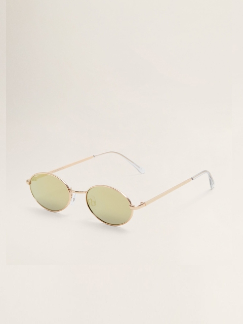 

MANGO Women Mirrored Oval Sunglasses, Gold