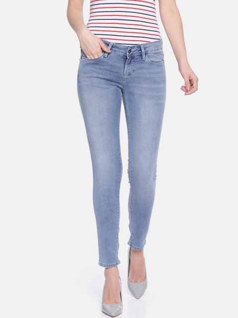 

Pepe Jeans Women Blue Jegging Super Skinny Fit Mid-Rise Clean Look Stretchable Jeans