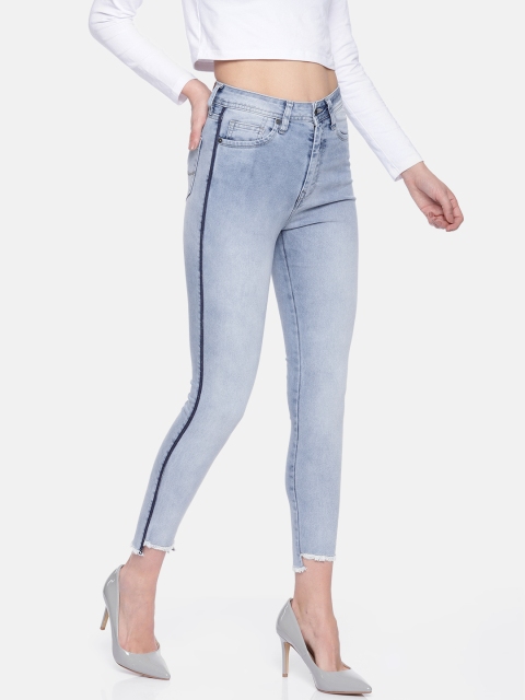 

Pepe Jeans Women Blue Dion Skinny Fit High-Rise Clean Look Stretchable Cropped Jeans