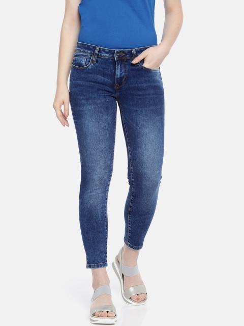 

Pepe Jeans Women Blue Lucy Slim Fit Mid-Rise Clean Look Stretchable Ankle Jeans