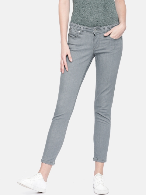 

Pepe Jeans Women Grey Slim Fit Mid-Rise Clean Look Stretchable Cropped Jeans