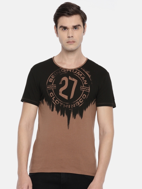 

Being Human Clothing Men Brown Printed Round Neck T-shirt