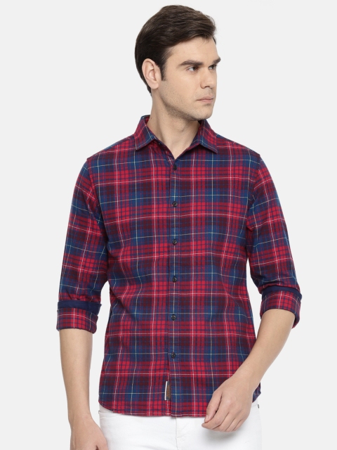 

Being Human Men Red & Blue Slim Fit Checked Casual Shirt