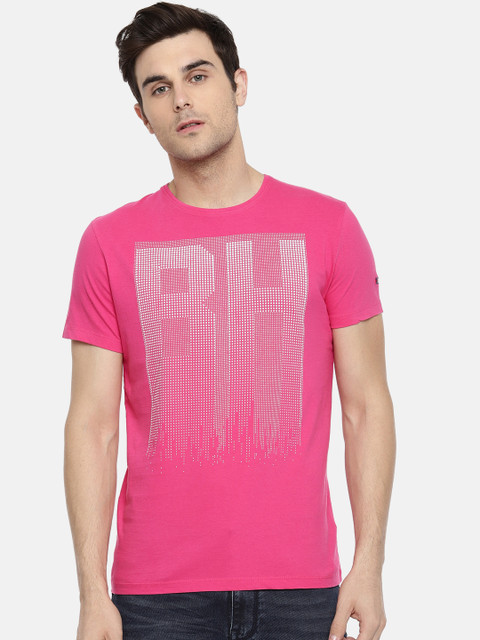 

Being Human Clothing Men Pink Printed Round Neck T-shirt